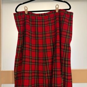 Vintage, wool & rayon,  Red Plaid Women's Skirt - Classic Tartan Style Plus Size